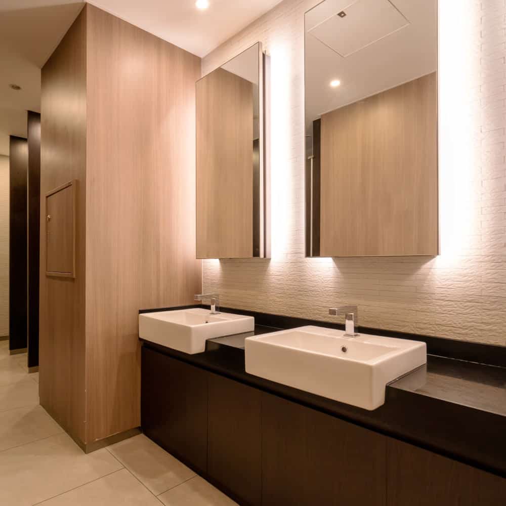 Hotel bathroom with modern architectural style